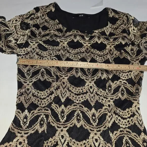 Alt B Womens Small Peplum Top Metallic Lace Romantic Soft Glam Dark Feminine - Picture 8 of 11